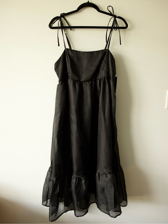wild fable Dresses & Skirts - wild fable Black Sheer Tiered Midi Dress with Tie Straps and Ruffle Hem